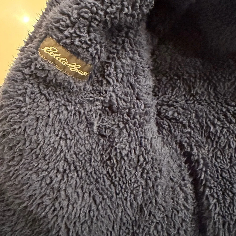 Eddie Bauer Kids XS 5/6 Blue Puffer Jacket Sherpa‎ Lined Hooded Quilted Coat